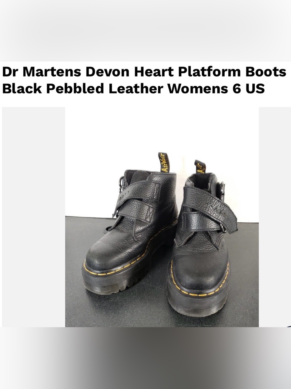 Dr. Martens Black Pebbled Leather Platform Heart Boots